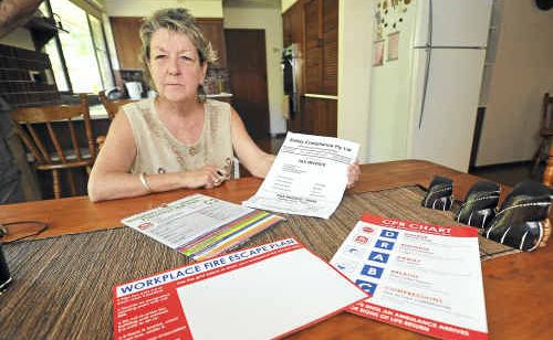 Brenda Conlon with the safety compliance literature she received in the post. Brenda Conlon with the safety compliance literature she received in the post.